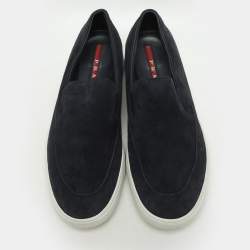 Pre Owned Prada Sport Navy Blue Suede Slip On Loafers Size 42