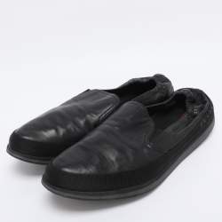 Pre Owned Prada Sports Black Leather Scrunch Slip On Sneakers Size 45