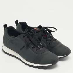 Pre Owned Prada Sport Grey/Black Canvas  Trainer Lace Up Sneakers Size 43