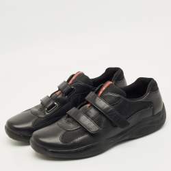 مملوكة مسبقًا Prada Sport Black Mesh and Leather Low Top Sneakers Size 44.5