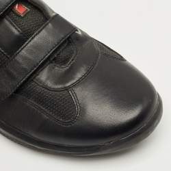 مملوكة مسبقًا Prada Sport Black Mesh and Leather Low Top Sneakers Size 44.5