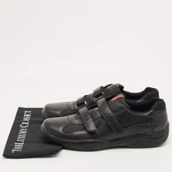 مملوكة مسبقًا Prada Sport Black Mesh and Leather Low Top Sneakers Size 44.5