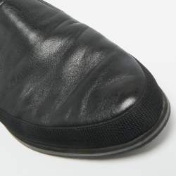 Pre Owned حذاء رياضي برادا سبورت جلد أسود مطاطي بدون رباط مقاس 45