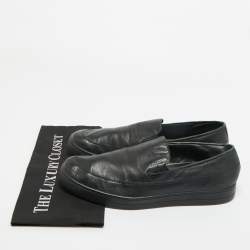 Pre Owned Prada Sport Black Leather Slip On Sneakers Size 45