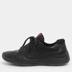 Pre Owned Prada Sport Black Leather and Mesh Low Top Sneakers Size 40