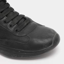 Pre Owned Prada Sport Black Leather and Mesh Low Top Sneakers Size 40