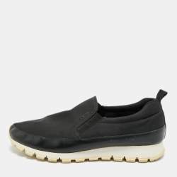 مملوكة مسبقًا Prada Sport Size 42 Black Canvas and Leather Slip On Sneakers