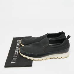 مملوكة مسبقًا Prada Sport Size 42 Black Canvas and Leather Slip On Sneakers