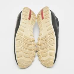 مملوكة مسبقًا Prada Sport Size 42 Black Canvas and Leather Slip On Sneakers