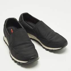 Pre Owned Prada Sport Size 39 Black Canvas Slip On Sneakers