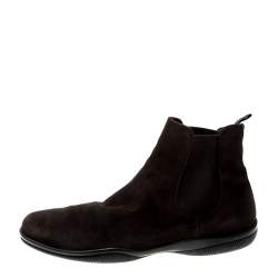 Pre Owned Prada Sport Brown Suede Slip On Chelsea Boots Size 43.5