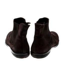 Pre Owned Prada Sport Brown Suede Slip On Chelsea Boots Size 43.5