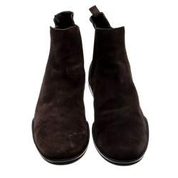 Pre Owned Prada Sport Brown Suede Slip On Chelsea Boots Size 43.5