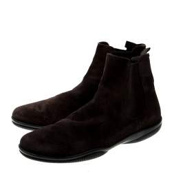 Pre Owned Prada Sport Brown Suede Slip On Chelsea Boots Size 43.5