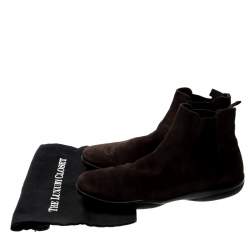 Pre Owned Prada Sport Brown Suede Slip On Chelsea Boots Size 43.5