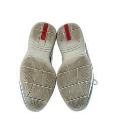 Pre Owned Prada Sport Blue/Grey Leather Lace Up Sneakers Size 38