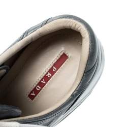 Pre Owned Prada Sport Blue/Grey Leather Lace Up Sneakers Size 38