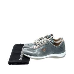 Pre Owned Prada Sport Blue/Grey Leather Lace Up Sneakers Size 38