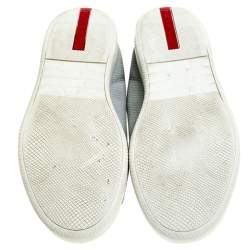 Pre Owned Prada Sport Light Grey Mesh Lace Low Top Sneakers Size 42.5