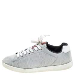 Prada Sport Light Grey Mesh Lace Low Top Sneakers Size 42.5