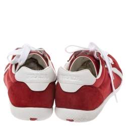 Pre Owned Prada Sport Red Leather and Nylon Low Top Sneakers Size 42