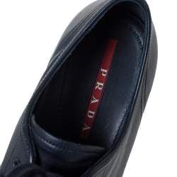 Pre Owned Prada Sport Black Leather Low Top Lace Up Sneakers Size 41.5