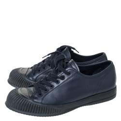 Pre Owned Prada Sport Black Leather Low Top Lace Up Sneakers Size 41.5