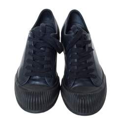 Pre Owned Prada Sport Black Leather Low Top Lace Up Sneakers Size 41.5