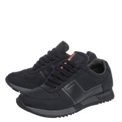 Pre Owned Prada Sport Dark Blue Canvas and Leather Sneakers Size 43.5