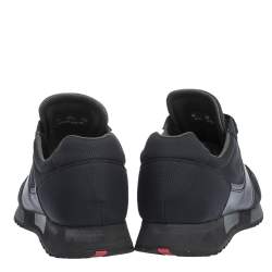Pre Owned Prada Sport Dark Blue Canvas and Leather Sneakers Size 43.5