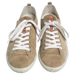 Pre Owned Prada Sport Beige Suede Low Top Sneakers Size 46