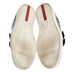 Pre Owned Prada Sport Black Leather Velcro Strap Low Top Sneakers Size 41.5