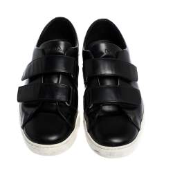 Pre Owned Prada Sport Black Leather Velcro Strap Low Top Sneakers Size 41.5