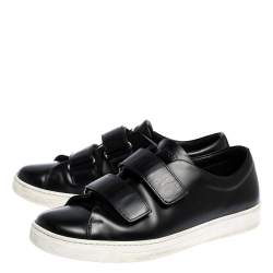 Pre Owned Prada Sport Black Leather Velcro Strap Low Top Sneakers Size 41.5