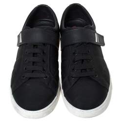 Pre Owned Prada Sport Black Fabric And Rubber Lace Up And Velcro Sneakers Size 41.5