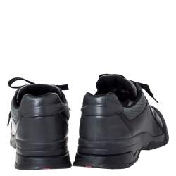 Pre Owned Prada Sport Black Leather And Mesh Low Top Sneakers Size 44
