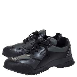 Pre Owned Prada Sport Black Leather And Mesh Low Top Sneakers Size 44