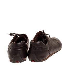 Pre Owned Prada Sport Dark Brown Leather Lace Up Low Top Sneakers Size 43.5