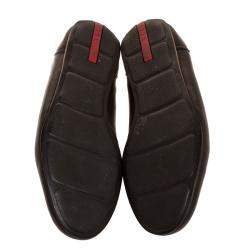 Pre Owned Prada Sport Dark Brown Leather Lace Up Low Top Sneakers Size 43.5