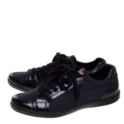 Pre Owned Prada Sport Black Nylon Fabric And Leather Low Top Sneakers Size 41.5