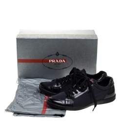 Pre Owned Prada Sport Black Nylon Fabric And Leather Low Top Sneakers Size 41.5