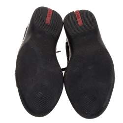 Pre Owned Prada Sport Black Leather And Nylon Lace Up Sneakers Size 44.5