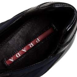 Pre Owned Prada Sport Black Leather And Nylon Lace Up Sneakers Size 44.5