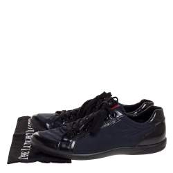 Pre Owned Prada Sport Black Leather And Nylon Lace Up Sneakers Size 44.5