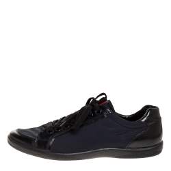 Pre Owned Prada Sport Black Leather And Nylon Lace Up Sneakers Size 44.5