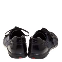 Pre Owned Prada Sport Black Leather And Nylon Lace Up Sneakers Size 44.5