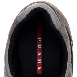 Pre Owned Prada Sport Grey Suede And Nylon Lace Up Sneakers Size 45.5