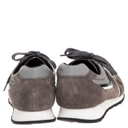 Pre Owned Prada Sport Grey Suede And Nylon Lace Up Sneakers Size 45.5