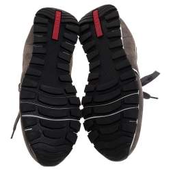 Pre Owned Prada Sport Grey Suede And Nylon Lace Up Sneakers Size 45.5