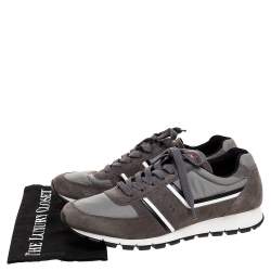 Pre Owned Prada Sport Grey Suede And Nylon Lace Up Sneakers Size 45.5